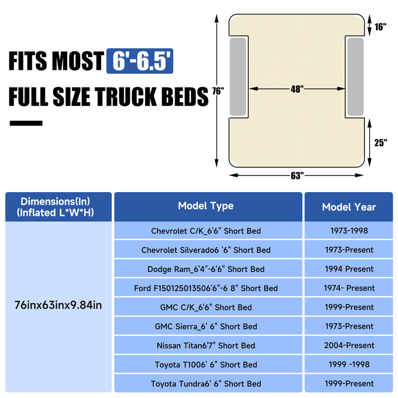 Alwyn Home Jipson Truck Bed Inflatable Air Mattress 6.06.5 ft for Full